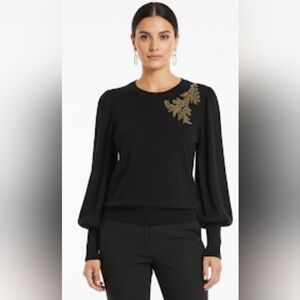 Worthington Black and Gold Crew Neck Sweater with Elegant Design